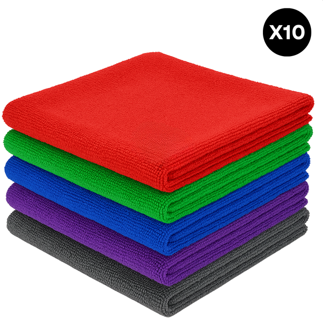 Cheqo® Microvezeldoeken - Microvezeldoekjes - Schoonmaakdoeken - 10 Stuks Microvezeldoeken - Poetsdoeken Microvezel - Huishoudelijke Doekjes - Herbruikbare Schoonmaakdoeken - Microvezeldoek Set