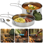 Cheqo® Camping Pannenset - Camping Pannen - Pannenset Camping - Kampeer Pannenset - Kampeer Pannen - Camping Kookset - Kookset Camping - Camping Kookgerei - Camping Kookgerei Set - Camping Pan Set - Camping Steelpan