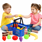 Cheqo® Speelgoed Winkelmandje - Winkelmandje Speelgoed - Boodschappenmandje Speelgoed - Winkelmandje Met Boodschappen - Winkelmandje Met Speelvoedsel - Speelgoed Winkelmand Met Boodschappen - Boodschappen Set Speelgoed - Rollenspel Boodschappen