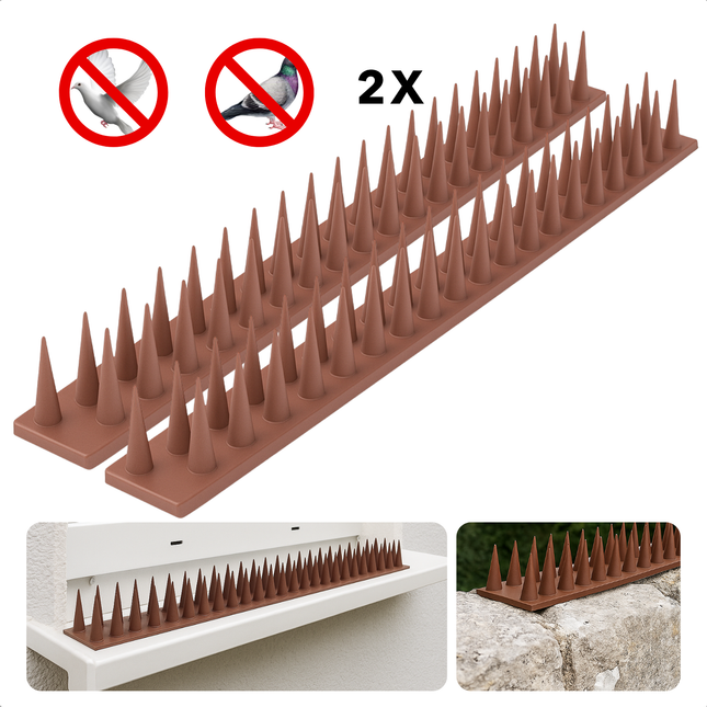 Cheqo® Duivenpinnen Kunststof - Anti Klim Strip - Vogelwering Balkon - Antiklimstrips 50 cm - Duivenpinnen - Vogelpinnen – Anti Katten in Tuin – Kattenverjager - Kattenschrik - Duivenverjager - Vogelverjager - Vogelwering - Balkon