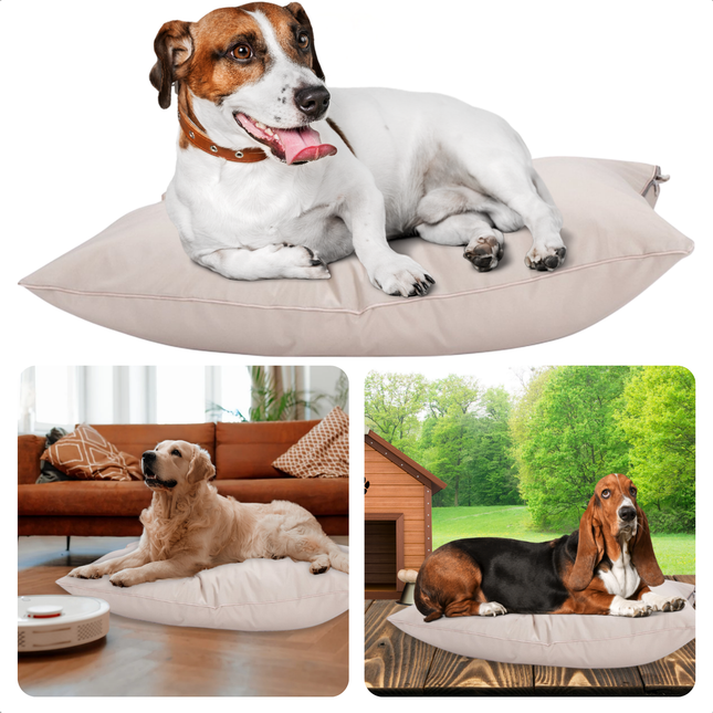 Cheqo® Hondenkussen - Huisdierbed - Hondenmand - Benchkussen - Hondenbed - Waterdicht - Voor Middelgrote Honden - Beige