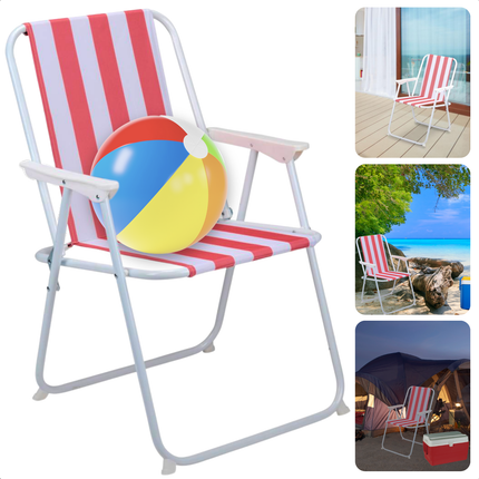Cheqo® Klapstoel Strand - Compact en Lichtgewicht - Opvouwbare Strandstoel - Duurzaam Materiaal - Stijlvol Rood - Comfortabel en Weerbestendig - Ideaal voor Strand, Camping, Tuin
