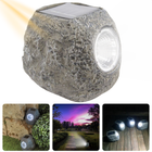Cheqo® Solarlamp Steen - Grondspots - Decoratieve Tuinverlichting - Zonne-energie - Grijs Polyresin