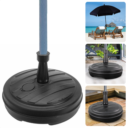 Cheqo® Parasolvoet Rond - Parasolstandaard - Parasol Standaard - Parasol Voet - Vulbaar en Weerbestendig - Kunststof Standaard voor Zware Parasols