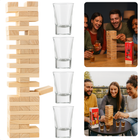 Cheqo® Drinkspel - Drankspel Voor Volwassenen - Gezelschapsspel - Houten Blokjes - Stapelspel - Spel Voor 2 - 4 Spelers - Gemiddelde Speeltijd 15 Minuten - Bouw De Toren - Vallende Toren - Shotglaasje Leegdrinken - 60 Houten Blokjes