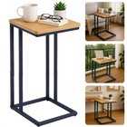 Cheqo® Bijzettafel - Bedtafel - Laptoptafel - Banktafel - Bijzettafeltje - Salontafel - Bijzet Tafel - Metaal - Marmeren MDF Tafelblad - Kleine Moderne Tafel - Hout