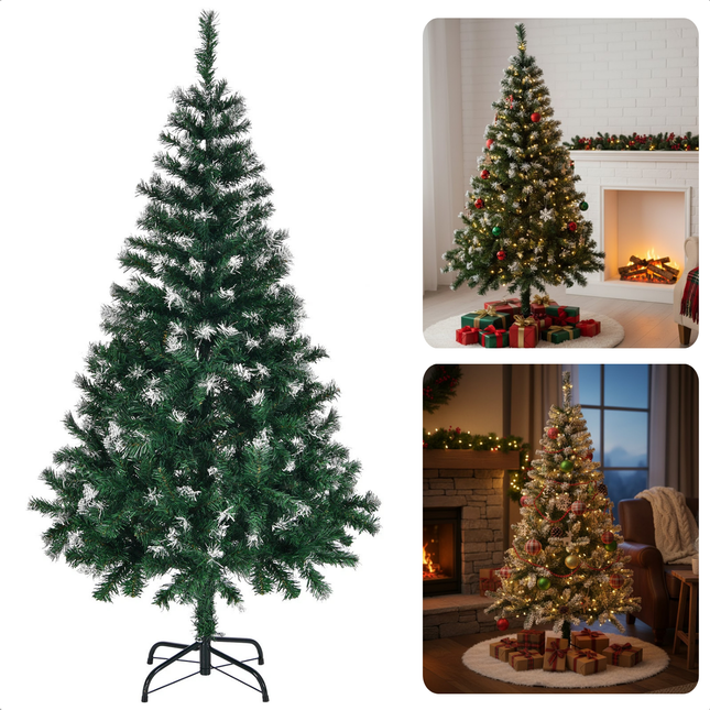 Cheqo® Kunstkerstboom 120 cm - Compacte Kunstkerstboom - Kerstboom Met Standaard - Groene Kunstkerstboom - Herbruikbare Kunstboom - Kerstdecoratie Voor Binnen - Volle Uitstraling - Eenvoudig Te Monteren - Stabiele Opstelling