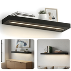 Cheqo® Wandplank Met LED Verlichting - Wandplank Met Verlichting - Wandplank Met Licht - Wandplank Zwart Met LED Verlichting - Wandplank Zwart