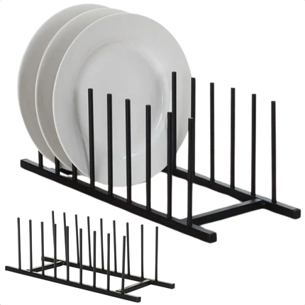 Cheqo® Zwart Metalen Bordenhouder - Pannendeksel Houder - Dekselhouder - Keuken Organizer - Afdruiprek