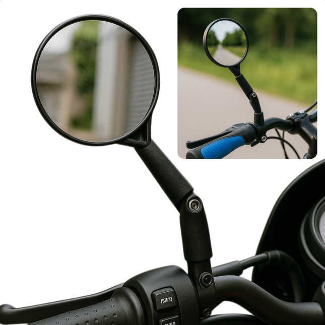 Cheqo® Fietsspiegel Zwart - Verstelbaar - Fiets Spiegel - Universeel