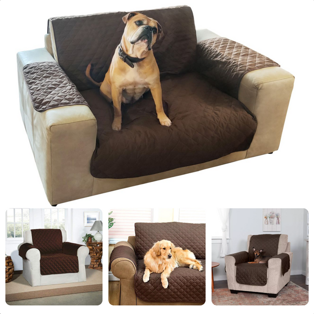 Cheqo® Bankbeschermer - Bankhoes - Dierenkleed - Meubelhoes - Geschikt tot 125cm zitoppervlak - Polyester - Bruin - Bescherming Tegen Haren - Vuil - Nagels - Stoelbeschermer - Slijtvast Stoelbeschermer