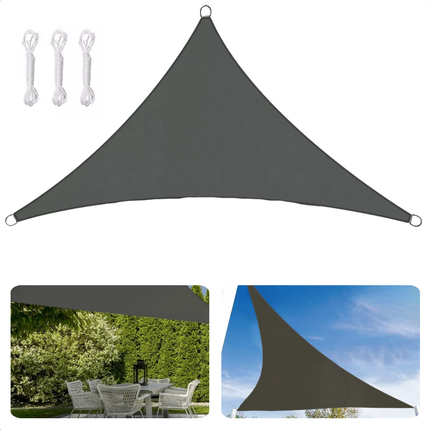 Cheqo® Driehoekig Schaduwdoek 360 cm - Schaduw Doek - Polyester Grijs