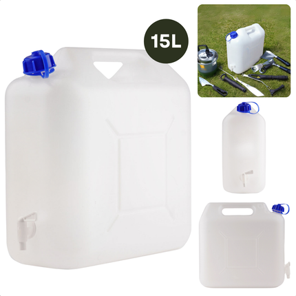 Cheqo® Jerrycan met Tap 15L - Water Jerrycan - Handige Waterkan met Kraan - Ideaal voor Camping - Duurzaam Kunststof