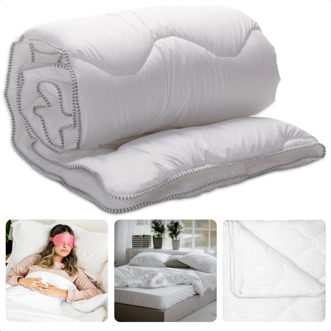 Cheqo® 4 Seizoenen Dekbed - 140x200 - 100% Katoen - Wit - Syndonfill - Polyester fiber - 350 + 250 gr/m2 - Beddengoed - Anti-Allergie - Zomerdekbed - Winterdekbed - Hotel Kwaliteit - All Season - Extra Comfort - Polyester - Machinewasbaar Dekbedden