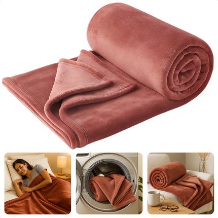 Cheqo® Fleece Deken - Plaid Flannel - Roze Fleece Deken - 150 x 200 cm - Zachte Textuur - Wasmachine Bestendig - Hoogwaardig Polyester - Gezellige Warmte - Elegante Roze Kleur - Veelzijdige Fleece Deken - Dekentje
