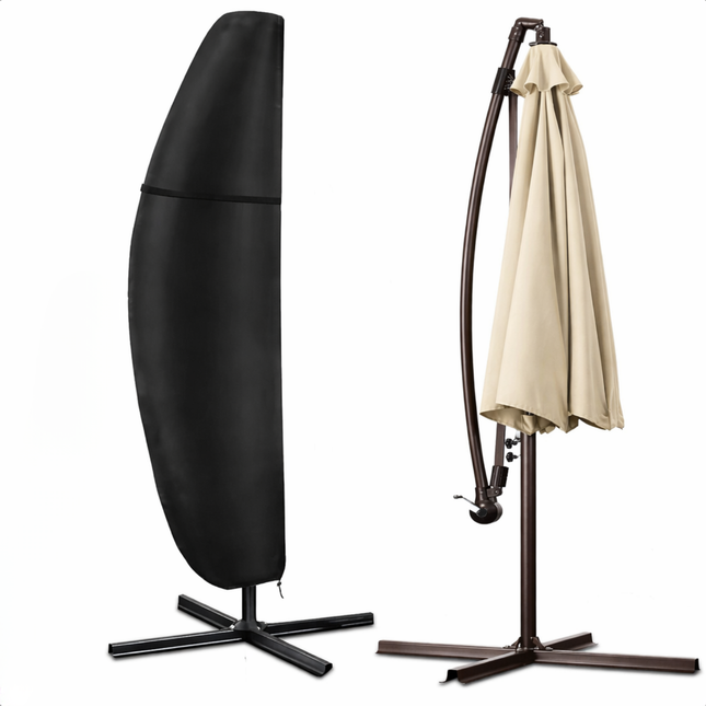 Cheqo® Parasolhoes - Hoes voor Parasol - Beschermhoes Parasol - Afdekhoes Parasol - Parasol Beschermhoes - Parasolhoes Zwart - Parasol Regenhoes
