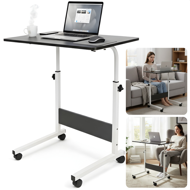 Cheqo® Bedtafel Op Wielen - Verrijdbare Bedtafel - Laptoptafel Op Wielen - Verrijdbare Laptoptafel - Overbed Tafel - Tafel Voor Over Bed - Bedtafeltje Met Wielen - Laptoptafel Bed - Bedtafel Laptop