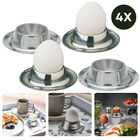 Cheqo® Eierdopjes RVS - Eierdop 4-Delige Set - Eierdopje Set - Roestvrijstaal