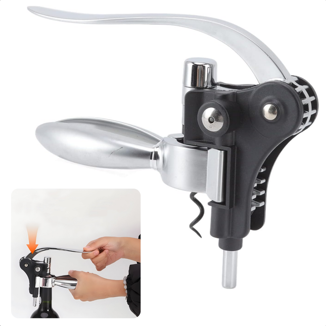 Cheqo® Luxe Aluminium Kurkentrekker met Capsulesnijder - Automatische Hefboom Wijnfles Opener