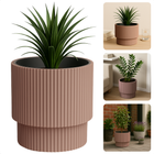 Cheqo® Bloempot Bruin - Bruine Plantenpot - Roze Plantenbak - Kunststof - Voor Binnen en Buiten - Ideaal voor Balkon