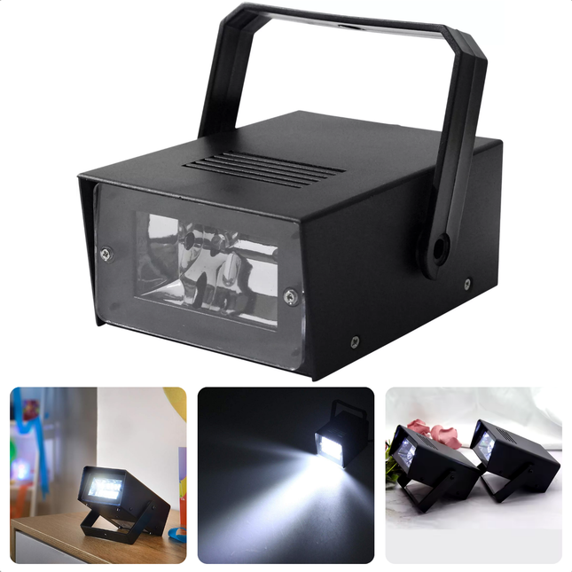 Cheqo® Disco Stroboscoop LED - Discolicht - Flitslicht - Mini Flitslamp voor Feestjes - Party Verlichting - Compact en Krachtig