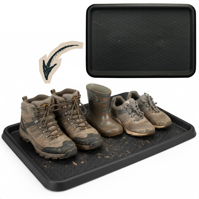 Cheqo® Laarzentray - Schoenenbak - Schoenentray - Laarzenbak - Schoenbak - Schoenmat - Schoenenmat - Laarzenmat - Schoenen Opvangbak - Laarzen Opvangbak - Tray voor Schoenen - Tray voor Laarzen - Zwarte Laarzentray