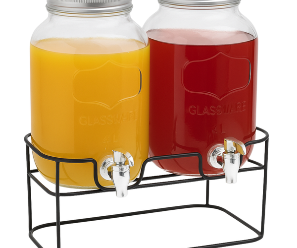 Dubbele Glazen Drankdispenser met Kraantje - Limonadetap - Wate