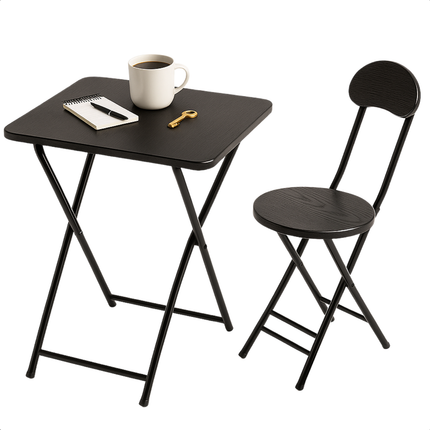 Cheqo® Universele Tafel Set met Stoel - Bureau - Eettafel - Kindertafel - Klaptafel Met Stoel - Ideaal voor Kinderen - Kinderkamer - MDF - Zwart