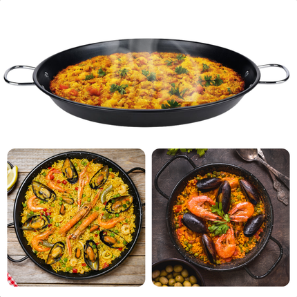 Cheqo® Luxe Paellapan - Paella Pan - Antiaanbak - Alle Warmtebronnen - Grote Stalen Pan voor Inductie