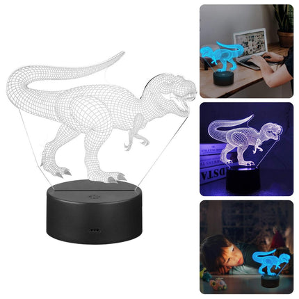 Cheqo® 3D Lamp - Dinosaurus - Spinosaurus - 7 Kleuren - LED Lamp - USB of Batterijen - 17cm - LED Illusie - Bureaulamp - Nachtlampje - Sfeerlamp - Dimbaar - Cadeau voor Kinderen - Lange Levensduur Kindertafellampen