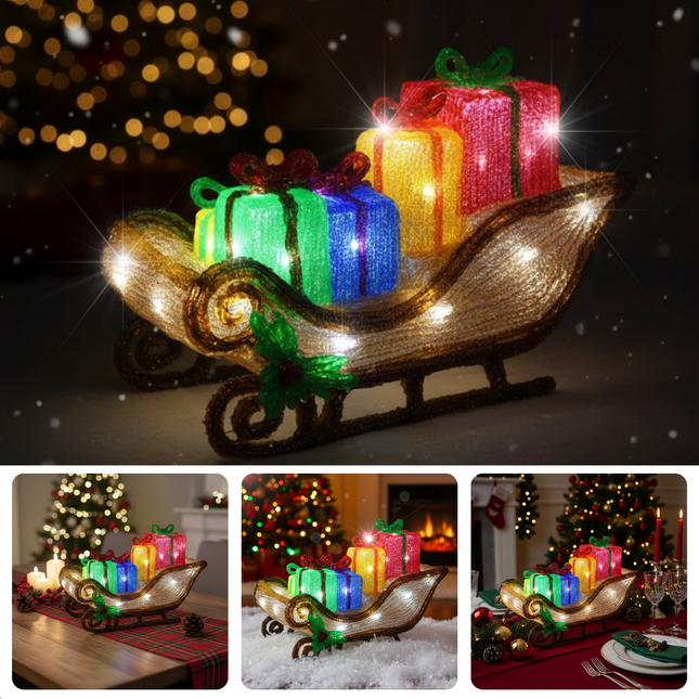 Cheqo® Kerstfiguur Arreslee Met Led - 40 cm - Kerstverlichting Binnen En Buiten - IP44 - Led Verlichting - Kerstdecoratie - Timer Functie - Energiezuinig - Spatwaterdicht - 40 Leds - Acryl Materiaal - Kerstversiering