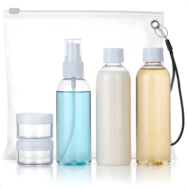 Cheqo® Reisflesjes - Reisflesjes Set - Reisset Flesjes - Reisflacons - Reisflacons Set - Reisflesjes met Etui - Reisflesjes Handbagage - Navulbare Reisflesjes - Doorzichtige Reisflesjes - Reisflesjes voor Vloeistoffen