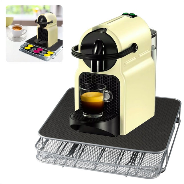 Cheqo® Capsulehouder voor Nespresso Capsules - Koffiecups Houder - Koffiecuphouder Metaal - Antislip Standaard - Zwart/Zilver