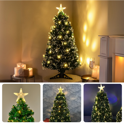 Cheqo® Kunstkerstboom 90 cm - Kerstboom met Kerstlampjes - Fiber Optic Verlichting - Warm Wit LED - Binnengebruik