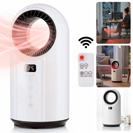 Cheqo® Bladloze Ventilatorkachel - Elektrische Kachel - Keramische Kachel - Ventilatorkachel - Verwarmings- En Ventilatormodi - Afstandsbediening - Heater - Verwarming - Kachel - Ventilator Kachel - Verwarmer