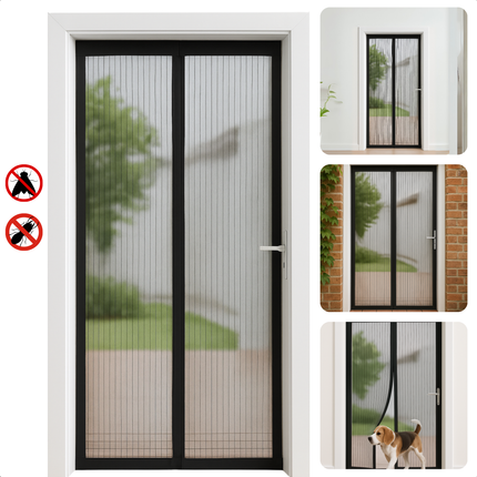 Cheqo® Magnetische Insectenhor Deur - Deurgordijn - Deurhor - Vliegengordijn met Automatische Sluiting - 220x100 cm - Polyester