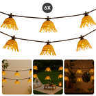 Cheqo® Tuinverlichting Lichtsnoer - Lichtslinger - Sfeerverlichting LED voor Buiten - Rattan Lampenkappen - Warm Wit - Timer - IP44 Buiten