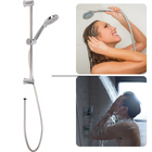 Cheqo® Doucheset - Handdouche met 3 standen - Chroom - Ø11 cm - 150 cm Doucheslang - Douchekop - Ø13mm - Ø19 mm Glijstang - 60 cm Lengte - Met Slang - Waterbesparend - Lange Levensduur Douchesets