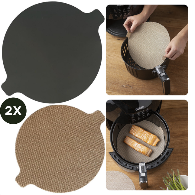 Cheqo® Herbruikbare Airfryer Bakpapier Mat - Bak Mat Airfryer - Bakpapier Aifryer - Hittebestendig tot 220°C - Op Maat Knippen - Bruin