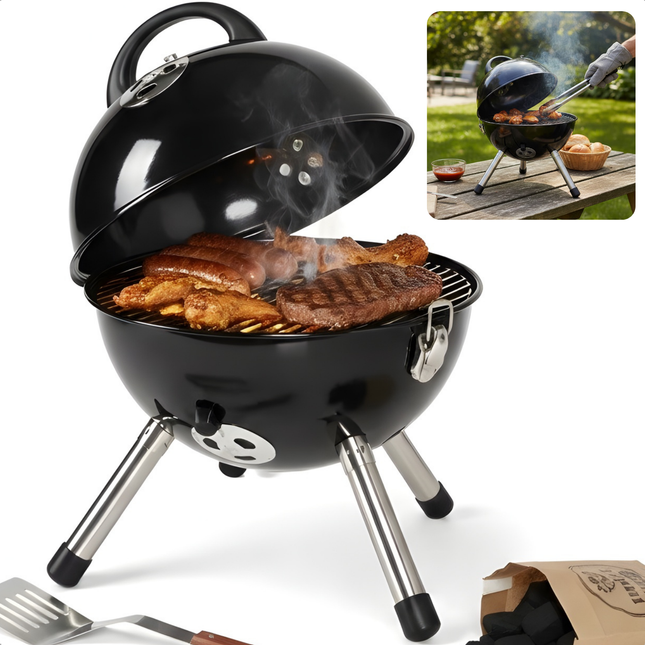 Cheqo® Kogelbarbecue - Houtskoolbarbecue - Houtskool Bbq - Kogel Bbq - Kolenbarbecue - Kogelgrill - Ronde Barbecue - Ronde Bbq - Barbecue Met Deksel - Houtskoolgrill - Draagbare Houtskool Bbq - Draagbare Barbecue