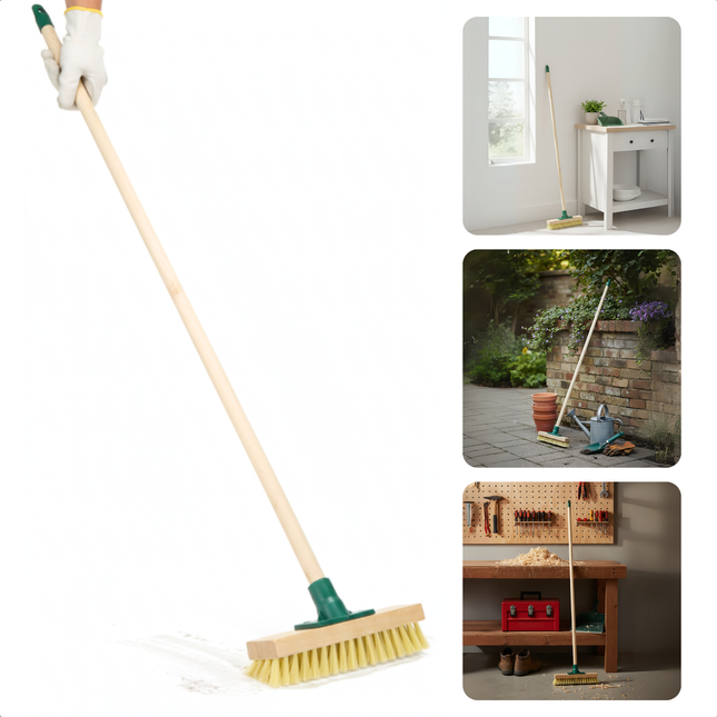 Cheqo® Schrobbezem Met Steel - Luiwagen Met Steel - Schrobborstel - Vloerschrobber - Schoonmaakbezem - Borstel Met Steel - Schrobbezem - Badkamer Borstel - Tegel Borstel - Vloerreiniging - Hygiënische Schrobbezem