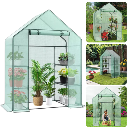 Cheqo® Broeikas - Compacte Tuinkas voor Groente Kweken - Foliekas - Moestuin - Weerbestendige Plantenkas - Kweekkas