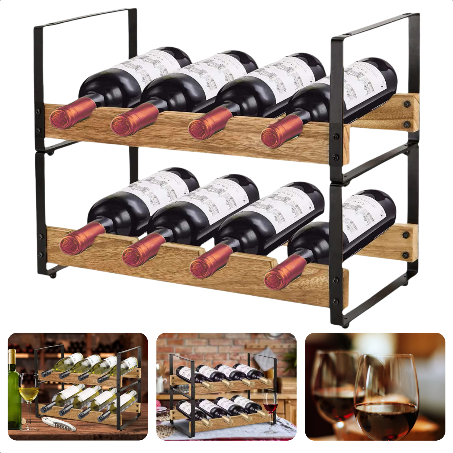 Vinata Foglia wijnrek - zwart - 72 flessen Vinata Foglia wijnrek - zwart - 72 flessen