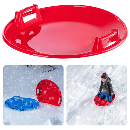 Cheqo® Ronde Slee - Sneeuwslee - Snelle Slee - Slede - Glijschotel - Kinderslee - Rood met Grepen