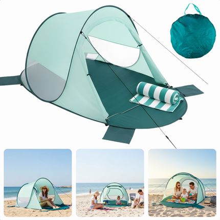 Cheqo® Strandtent - Pop Up Strandtent - Strandtent Pop Up - Pop Up Tent Strand - Strandtentje - Strand Shelter - Beach Shelter - Beach Tent - Strandtent Uv Bescherming - Strandtent Zonbescherming - Strandtent Windscherm