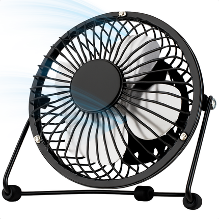 Cheqo® Mini Usb Ventilator - Usb Tafelventilator - Stille Werking - Compacte Ventilator - Usb-Aangedreven - Kantelbaar Ontwerp - Gerichte Luchtstroom - Usb Kabel Inbegrepen - Metalen Ventilator - Bureau Ventilator - Nachtkastje Ventilator