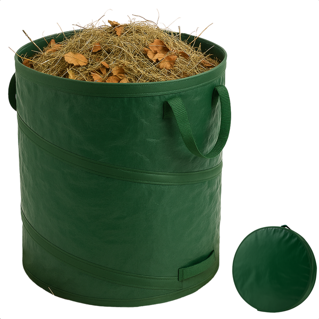 Cheqo® Opvouwbare XXL Tuinafvalzak -  Opvouwbare afvalzak - Afvalzakken - Prullenbak - Tuinzak - Wasmand - Tuinafval Zak - Bladzakken - Grote Zak met Hengsels - Duurzaam en Handig