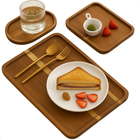 Cheqo® Houten Dienbladen Set - Dienblad Set - Serveerplateau - Borrelplank Set - Kaasplank - Duurzaam & Trendy - 3 Stuks - Hout