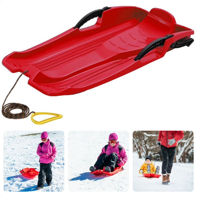 Cheqo® Rodel Slee - Hornet Slee - Rood - Kinderslee met Rem - Slee met Rugleuning