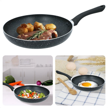 Cheqo® Koekenpan Ø28cm - Soft Touch Handgreep - Gelijkmatige Warmteverdeling - Pannen - Bakpan - Lange Levensduur - Aluminium - Voor Alle Warmtebronnen Koekenpannen